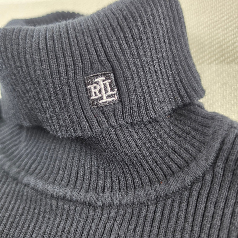 Lauren Ralph Lauren Turtleneck Women S Black Excellent Ribbed LRL Logo Sweater